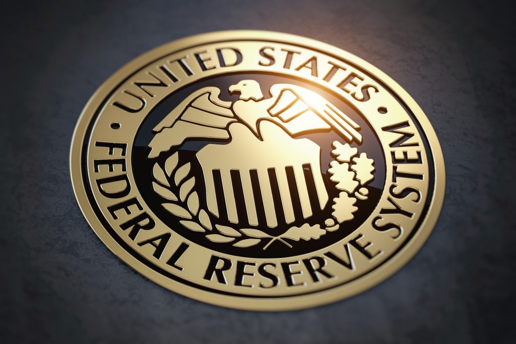 Fed Chairman Powell reagiert auf CBDC Begehren Symbol Federal Reserve System